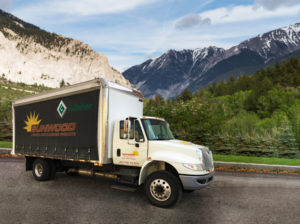 Galleher distribution truck in front of mountains